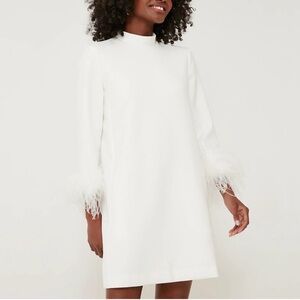 White Feather-Trim Dress Perfect for Brides!